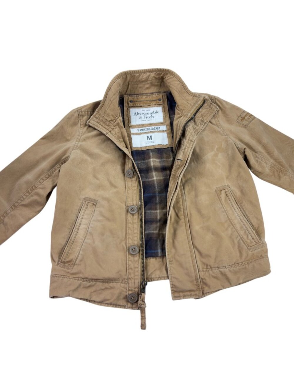 Vintage Y2K Abercrombie & Fitch Hamilton Jacket Mens Size M Tan Utility/Military
